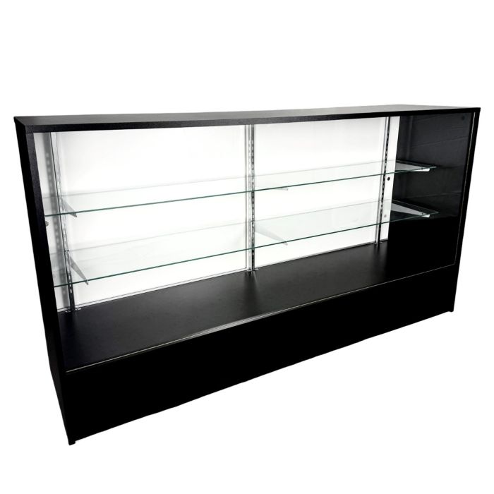 Black Showcase With Laminated Wood Top