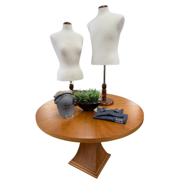 48" Round Display Table - Natural Mahogany